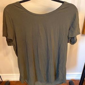 "Love Crew" Lululemon tee shirt in olive green
